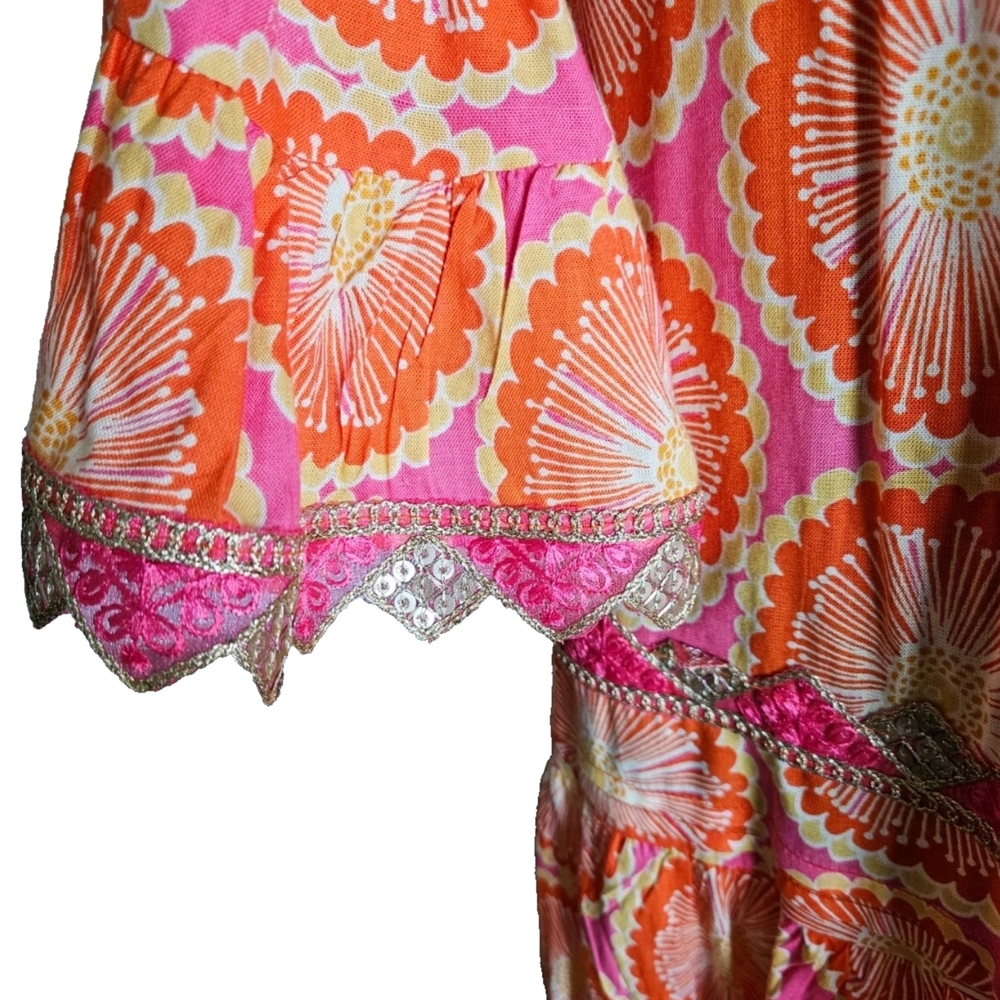 Vibrant Pink and Orange Patterned Dress-$178.50 - Picture 4 of 17